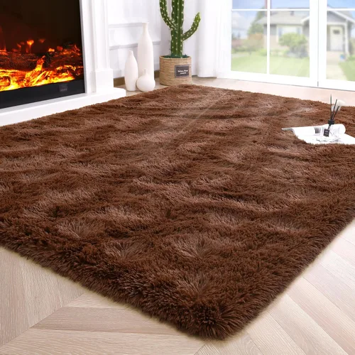 Vista 62 de Noahas Alfombras de Área Grandes y Esponjosas de 5x8 pies para Sala de Estar y Dormitorio, Alfombra Gruesa de Pelo Largo Beige y Blanca, Alfombra