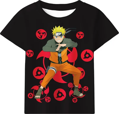 Vista 2 de Shippuden - Conjunto de camisa de anime para niños, camiseta de personaje de manga y pantalones cortos, ropa de dibujos animados, artículos