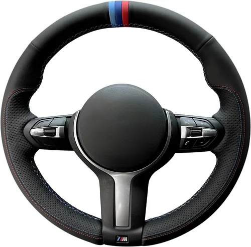 Vista 47 de MEWANT - Funda para volante de automóvil cosida a mano de Athsuede para BMW F87 M2 F80 M3 F82 M4 M5 F12 F13 M6 F85 X2 X5 M F86 X6 M F33 F30 M