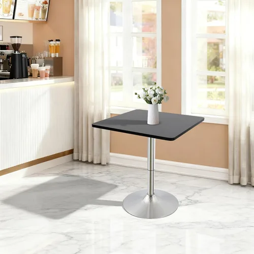 Vista 2 de Mesa de bar, mesa de bar cuadrada, para bebidas, café, mesa moderna, altura ajustable, mesa giratoria de 360°, mesa de cóctel alta, mesa de bistró