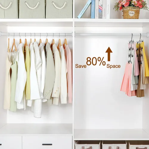 Vista 2 de TOPIA HANGER Perchas de falda de 4 niveles para mujer, ahorran espacio con clips ajustables, ahorran un 80% más de espacio, colgador de clip