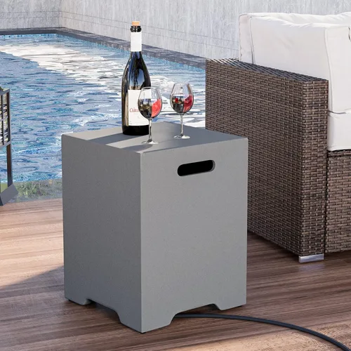 Vista 3 de HOMPUS - Mesa con cubierta para tanque de propano de 16 pulgadas para mesa de fuego, cubierta para tanque de gas de 20 libras, mesa de parrilla