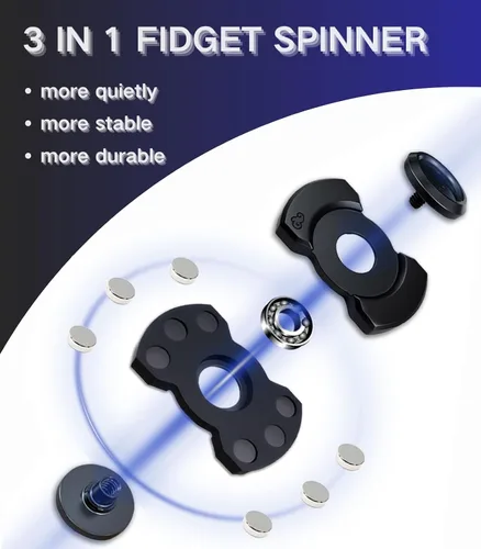 Vista 2 de Juguetes de metal de aleación para adultos, fidget spinner silencioso 3 en 1, juguetes antiestrés, juguetes sensoriales navideños para adultos