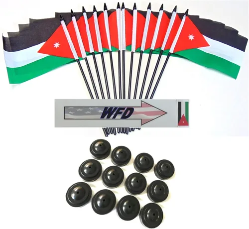 Vista 10 de Paquete de 12 banderas de escritorio de oficina en miniatura de poliéster Afganistán de 4 x 6 pulgadas y pequeñas banderas de mesa, 1 docena de mini