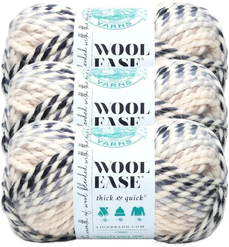 Vista 105 de Lion Brand Yarn - Ovillo de lana Wool-Ease Thick & Quick color fuerza aérea Super Bulky Wool Acrylic Blend Fiber for Soft Hats, Sweaters, Chunky