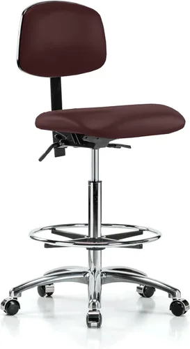 Vista 63 de Perch - Silla de laboratorio con ruedas cromadas con soporte de respaldo ajustable, altura del escritorio de 17 a 22 pulgadas, tela negra