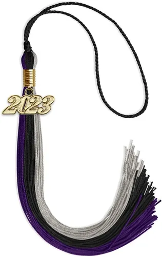 Vista 86 de Endea - Borla de graduación de triple color con gota de fecha dorada (negro/dorado/granate, 2020)