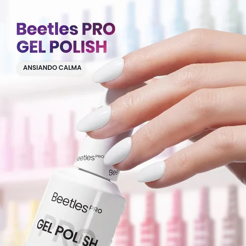 Vista 2 de Beetles PRO - Esmalte de gel blanco, color blanco de 0.7 fl oz A - Creme White Ansiedad de calma