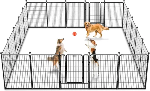 Vista 13 de Corralito para perros, 40 pulgadas, 8 paneles, valla para perros al aire libre, resistente, corral para perros grandes, medianos y pequeños, corral