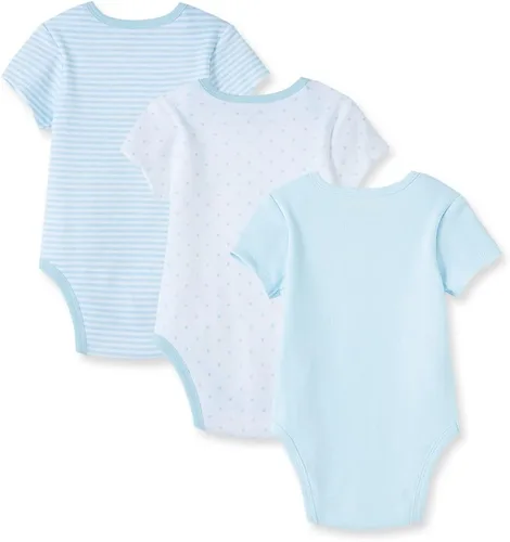 Vista 2 de Ropa de Little Me para bebé, pack de 3, 100% algodón, sin etiquetas que rasguen, mamelucos, de recién nacido a 9 meses Azul