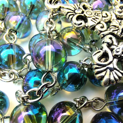 Vista 3 de Rosario Cuentas Chaplet Dazzle Cristal Artificial Rosery Cruz Regalos Católicos