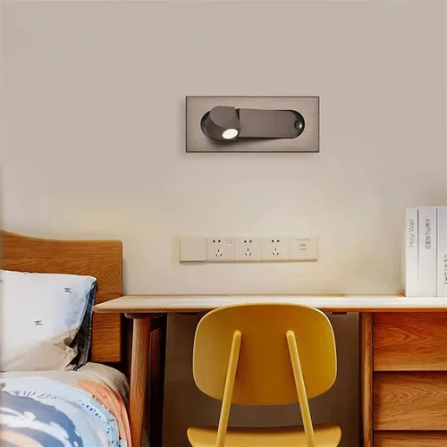 Vista 3 de Lámpara de pared LED empotrable, moderno aplique de pared ajustable con interruptor independiente, luz de lectura de cabecera de 3 W, luces