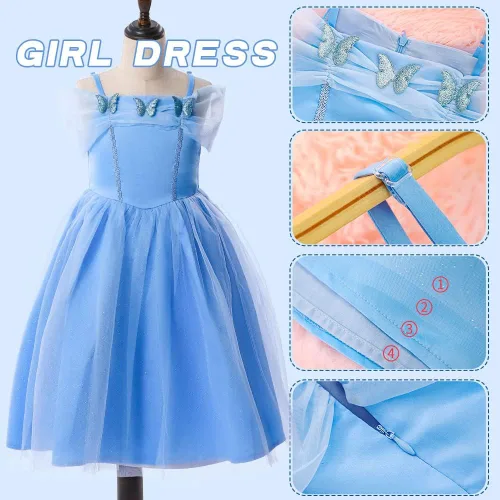 Vista 4 de Mikyra Vestido de princesa Cenicienta con vestido de muñeca a juego de 18 pulgadas