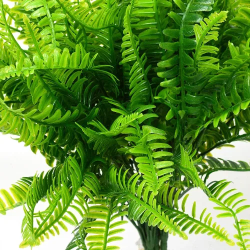 Vista 4 de 4 piezas de helechos artificiales, arbustos artificiales de helechos boston, plantas de plástico para exteriores, resistentes a los rayos UV