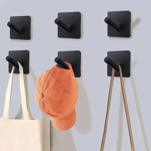 Vista 10 de Ganchos adhesivos para toallas EDMILE para baños, 8 piezas de ganchos para toallas para colgar sombreros, batas, abrigos, ganchos adhesivos