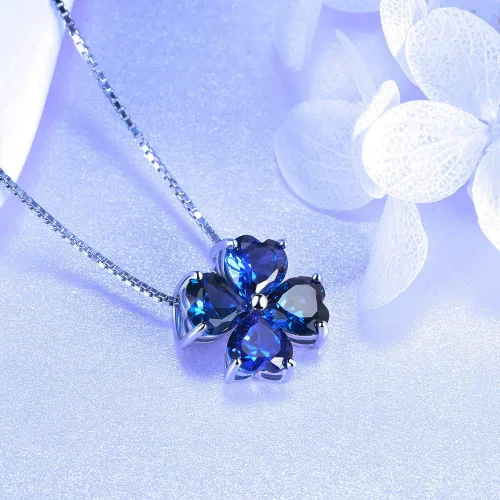 Vista 3 de Collar con colgante hecho a mano de plata de ley 925 con piedra natal colorida para mujer, trébol de cuatro hojas de la suerte, joyería de trébol