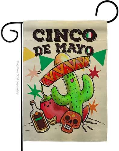Vista 12 de Bandera de arpillera para jardín del Cinco de Mayo, fiesta de verano, cactus y piñata, sombrero para fiesta mexicana, pequeño regalo decorativo