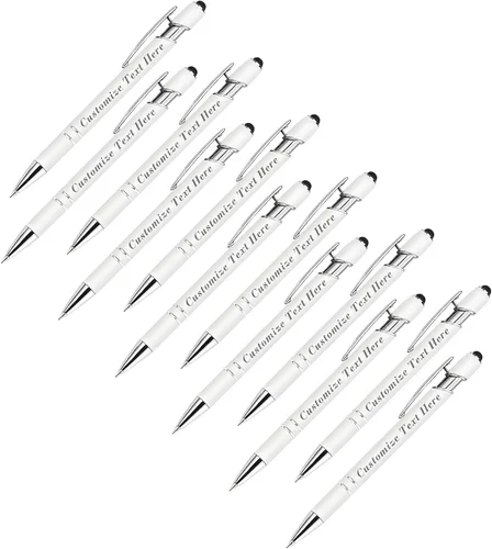 Vista 44 de Bolígrafos personalizados a granel con punta de lápiz capacitivo, 12 bolígrafos personalizados con logotipo de mensaje con nombre, bolígrafos