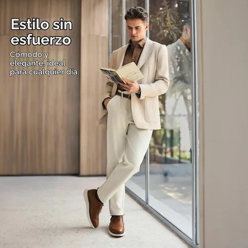 Vista 7 de Bruno Marc Zapatillas de vestir MaxFlex Oxfords para hombre Marrón