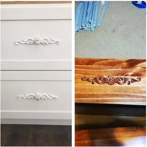 Vista 5 de MUXSAM Apliques de madera decorativos tallados, calcomanías largas de madera para decoración de muebles de bricolaje, tallas de roseta para puerta