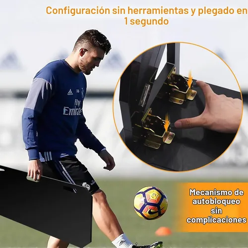 Vista 5 de 3-Angle Soccer Rebounder Board, Portable Wall for Passing, Shooting Negro 32"x12