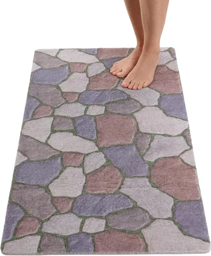 Vista 142 de Enkosi Alfombra de ducha antideslizante Loofah para suelos de ducha, bañera, baños, zonas húmedas, alfombrilla de baño acolchada con agujeros