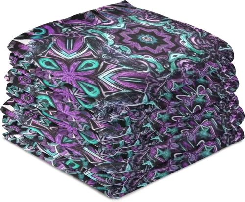 Vista 4 de GAIREG Juego de 4 toallas de cocina retro con mandala morada, 28 x 18 pulgadas, a granel, color morado