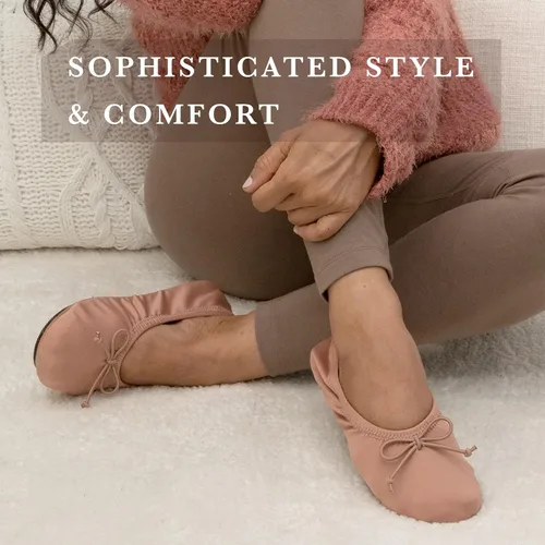 Vista 4 de Isotoner - Zapatillas de bailarina de satén clásicas para mujer