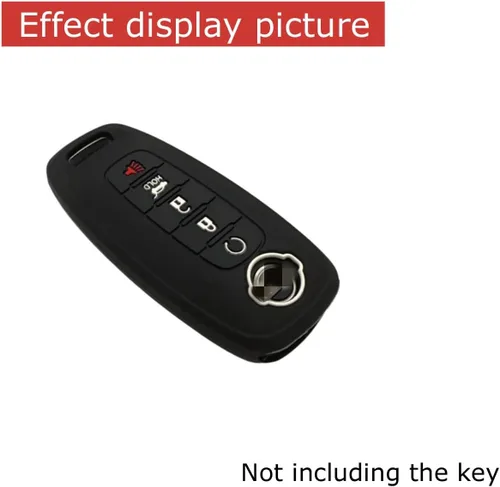 Vista 4 de REPROTECTING Funda de goma de silicona para llavero compatible con Nissan Pathfinder Rogue (5 botones, negro/rosa)
