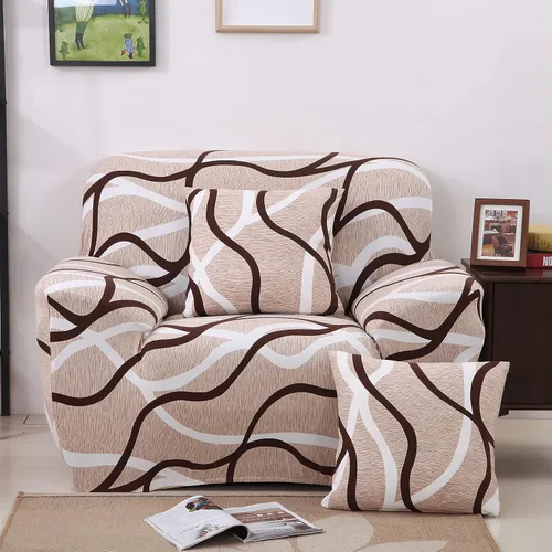 Vista 5 de HOOBUY Funda de sofá estampada, Funda elástica para sillón, funda de sofá biplaza con patrones para sillón con cojines de 2 plazas, Juego de sofá Bd
