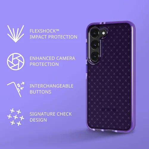 Vista 2 de tech21 Evo Check - Funda para Samsung Galaxy S23, protección contra caídas de 16 pies, a prueba de golpes, resistente a los golpes y a los arañazos