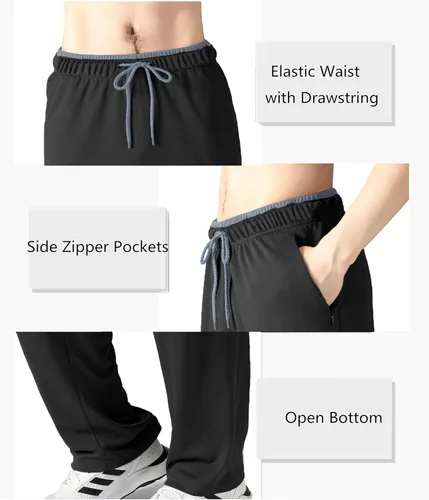 Vista 52 de Pantalones deportivos para hombre con bolsillos con cremallera, pantalones deportivos ligeros, pantalones de entrenamiento holgados atléticos