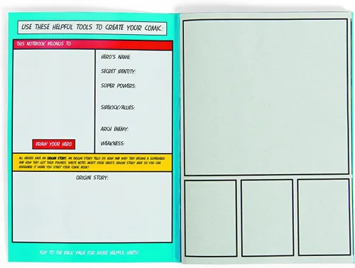 Vista 4 de Fun Express Libro de cómics en blanco para niños, 12 libros, bloc de actividades de libro de dibujo con paneles y plantillas preimpresas, kit