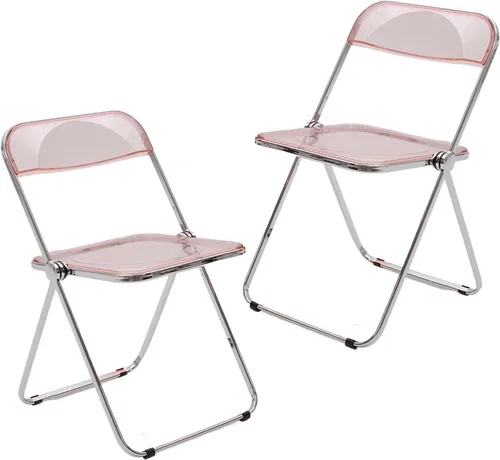 Vista 13 de 2 Pcs Stackable Folding Chair, Modern Transparent Acrylic Foldable Chair, Electroplating Frame, Party Chairs for Office Wedding Training(Black)