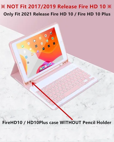 Vista 2 de Teclado de color para teclado Fire HD 10 y Fire HD 10 Plus (versión de 11ª generación 2021), funda de teclado con Bluetooth extraíble (Negro)