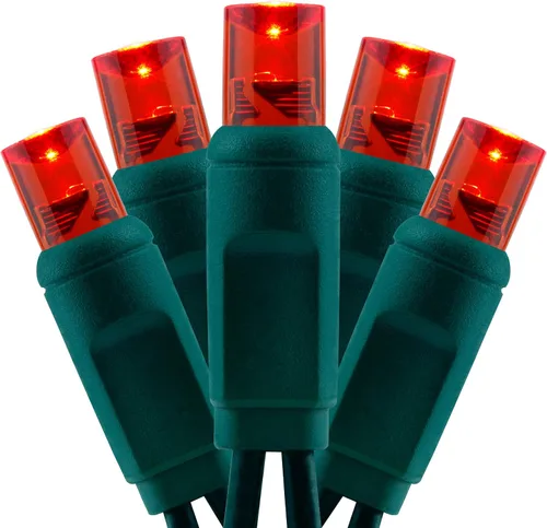 Vista 10 de Luces de Navidad de gran angular de una pieza rojas y verdes, 140 unidades, 48 pies, 2 juegos de 70 LED de 24 pies de alto, impermeables, 0.197 in