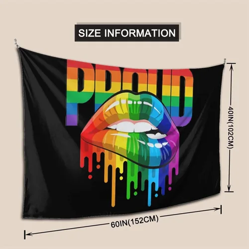 Vista 4 de COWDIY Tapiz decorativo de pared, diseño de labios del orgullo LGBT, tapiz de arte hippie negro, tapiz misterioso para colgar en la pared