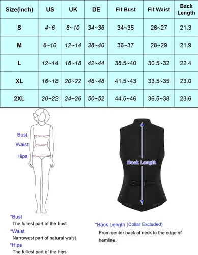 Vista 3 de KANCY KOLE Chaleco totalmente forrado para mujer, trajes de vestir formales de negocios, con botones, steampunk vintage