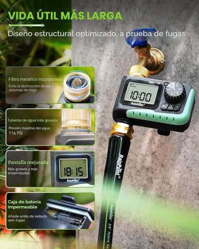 Vista 7 de Temporizador de aspersor RAINPOINT con pivote de latón, temporizador de agua programable para manguera de jardín con retardo por lluvia/riego