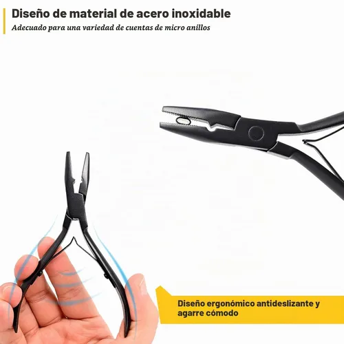Vista 4 de Gomake Microlinks - Kit de extensiones de cabello, alicates para cerrar y quitar extensiones de cabello, gancho para tirar de microcuentas y Negro