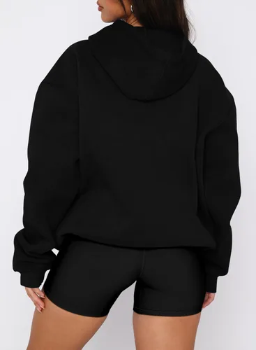 Vista 48 de onlypuff Sudadera casual con capucha para mujer, de manga larga, con bolsillo de canguro, hombro caído