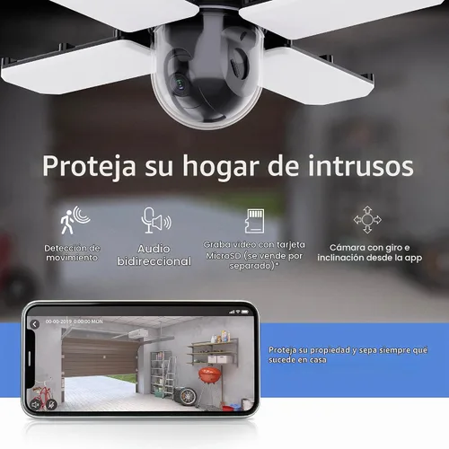 Vista 3 de Feit Electric Luz LED de techo de garaje con cámara, luz de garaje de seguridad inteligente WiFi 2.4GHz, base E26 atornillada, sensor de movimiento