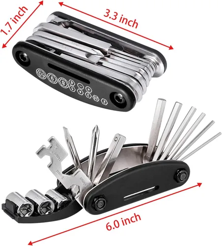 Vista 2 de Oumers Kit de reparación de mecánico de ciclismo multifunción con palanca de neumático de 3 piezas, 5 piezas de parches de neumáticos para raspador