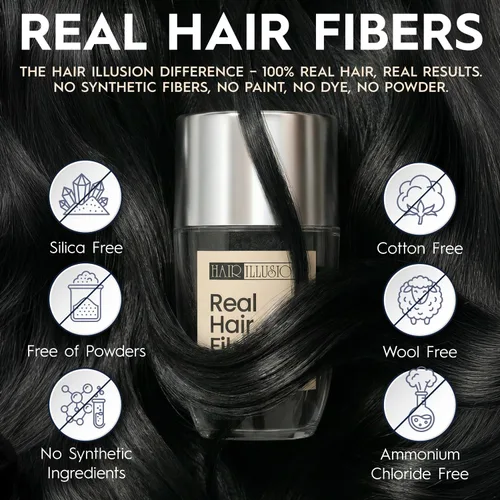 Vista 2 de Aerosol de fibras de cabello naturales, no sintético, de Hair Illusion, Negro