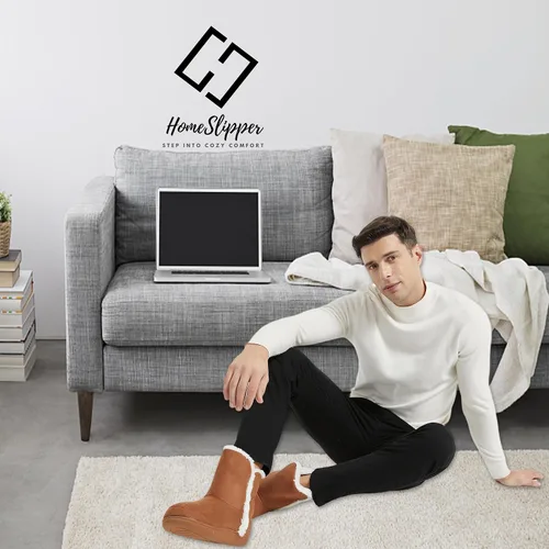 Vista 8 de Home Slipper Pantuflas para hombre, suaves y cálidas de espuma viscoelástica para invierno, para interiores