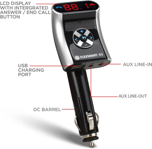 Vista 2 de GOgroove FlexSMART X3 transmisor FM por bluetooth con manos libres, Plateado
