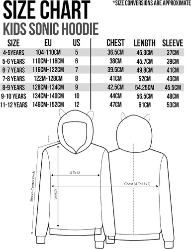 Vista 7 de Sonic The Hedgehog Hoodie Character 3D Ears Boys Kids Blue Hooded Jumper