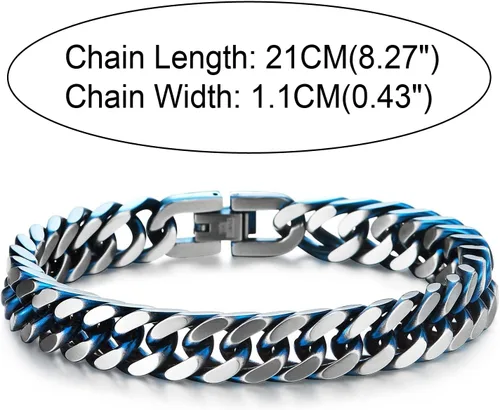 Vista 6 de COOLSTEELANDBEYOND Pulsera de acero inoxidable de dos tonos para hombre, acabado satinado