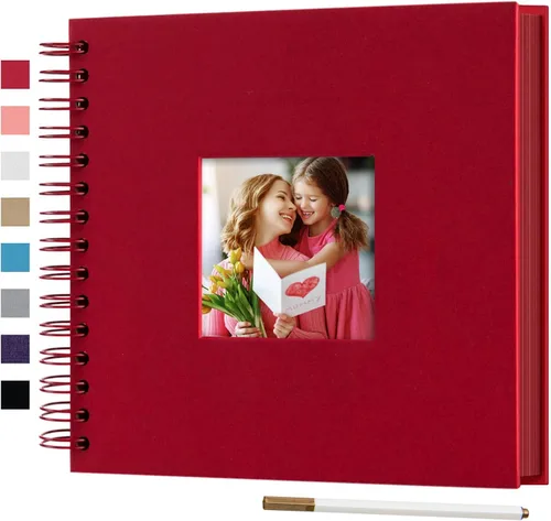 Vista 21 de Álbum de fotos pequeño DIY para manualidades de 8 x 8 pulgadas con foto de portada, 80 páginas, tapa dura, papel para manualidades, álbum de fotos
