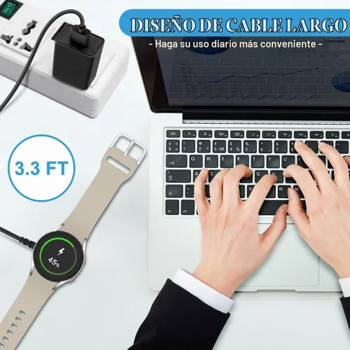Vista 5 de Cargador magnético para Samsung Galaxy Watch 8/8 Classic/7/6/6 Classic/5/5 Pro/4/4 Classic/3/Active 2/Active con cable de carga rápida (3.3 ft)